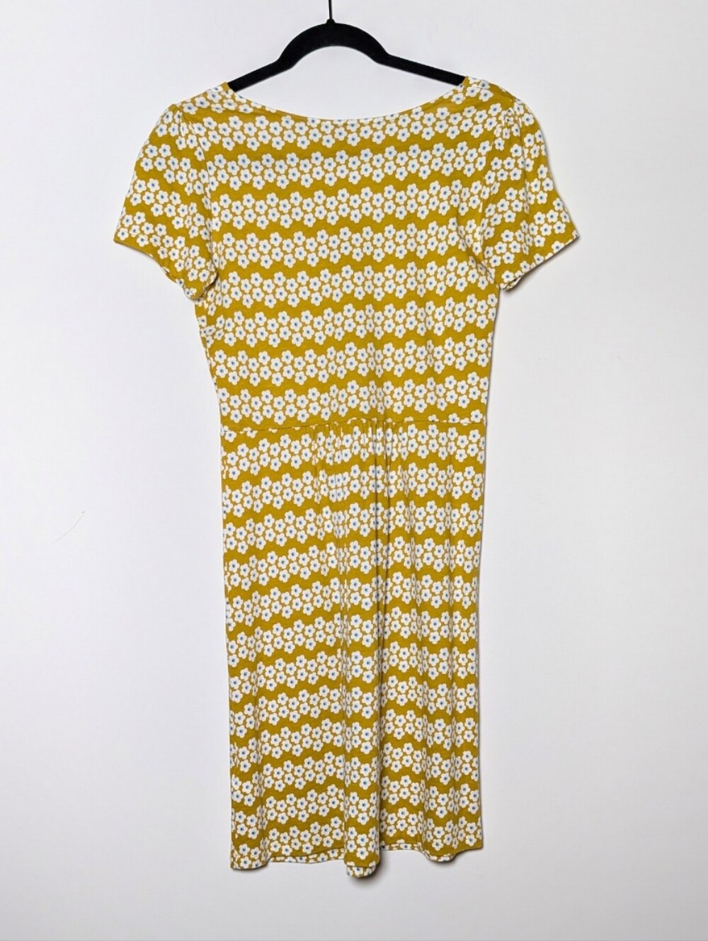 Boden Yellow Floral V-Neck Jersey Short Sleeve Dress 4P - Picture 6 of 6